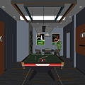 Modern Billiard Room Billiard Room Billiard Table Mahjong Table Entertainment Room Mahjong Table and Chair 3d model