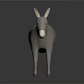 Gray Donkey 3D Model Standing On Dark Background With Reflection