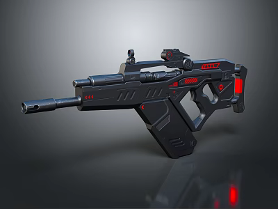 Futuristic Sci Fi Weapon Black Red Accents Tactical Scope And Modern Design 3d model