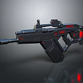 Futuristic Sci Fi Weapon Black Red Accents Tactical Scope And Modern Design