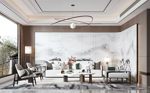 New Chinese Living Room 3d model