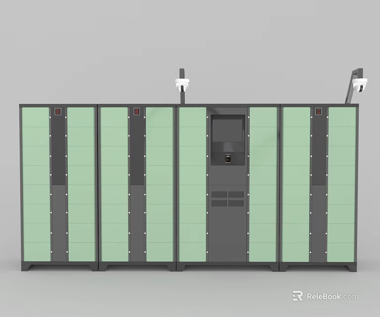 Modern Smart Public Storage Lockers With Digital Keypad And Secure Compartments 3d model