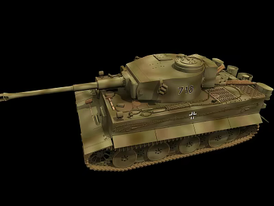 Military Tank With Camouflage Paint Number 749 Cross Insignia And Cannon Barrel 3d model