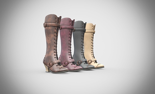 Modern Vintage Western Shin Boots 3d model