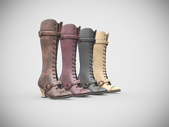 Modern Vintage Western Shin Boots 3d model