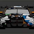 BMW Race Car With Colorful Livery Rear Wing And Sponsor Logos