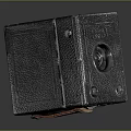 Vintage Black Leather Box With Textured Surface And Metal Hardware Details