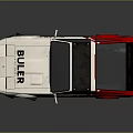 BULLER Two Door Sports Car In White And Red With Reflection On Surface