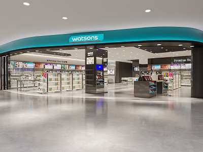 Watsons Store Interior With Shelves Products Bright Lighting And Spacious Retail Layout 3d model