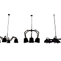 Modern Black Chandeliers With Various Designs And Multiple Light Fixtures 3d model