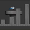Game and Movie Character Standing On Circular Metal Platform With Glowing Green Columns In Futuristic Sci Fi Scene