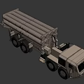 Heavy Duty Military Truck With Large Vertical Pipes Front View On Dark Background
