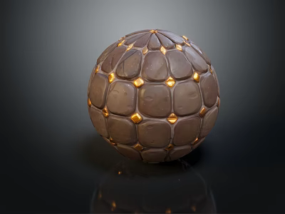 Ancient Spherical Throwing Weapon With Stone Plates And Golden Metal Rivets 3d model