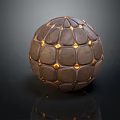 Ancient Spherical Throwing Weapon With Stone Plates And Golden Metal Rivets 3d model