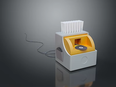 Laboratory Analytical Equipment With White Body Yellow Compartment And Test Tubes 3d model