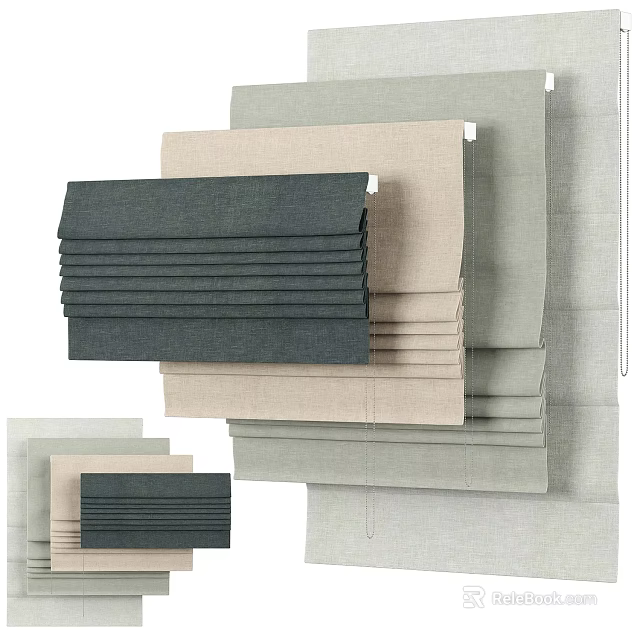 Various Toned Curtain Fabric Samples with Textured Surfaces Stacked for 3d model 