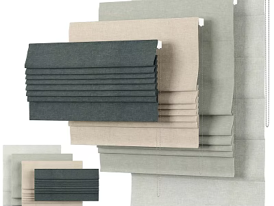 Various Toned Curtain Fabric Samples with Textured Surfaces Stacked for 3d model