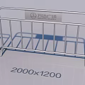 Sturdy Metal Fence With Horizontal Rails And Clear Size Measurement Indications