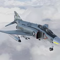 F4 fighter ghost f4p2 aircraft with cockpit with console 3d model