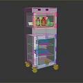 Stainless Steel Double Layer Storage Cabinet With Transparent Doors And Wheels