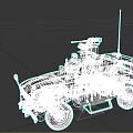 Military Armored Vehicle Mounted Weapon System With Antennas And Tactical Gear 3d model