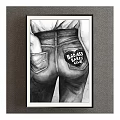 Black and White Figure Drawing of Jeans Back with Badass Babes Club Patch