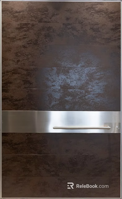 Modern Swing Door With Wooden Panel And Stainless Steel Handle Design 3d model 