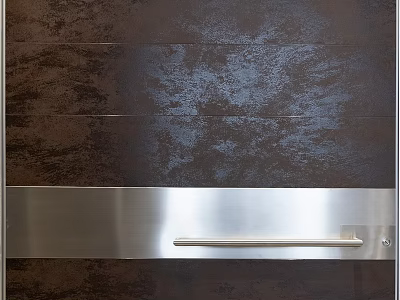 Modern Swing Door With Wooden Panel And Stainless Steel Handle Design 3d model