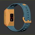 Stylish Fashion Smartwatch with Blue Strap Yellow Frame and Time Display Screen
