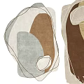 Modern Square Rug With Abstract Curved Lines And Neutral Brown Grey Tones Design
