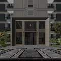 Modern Luxury Residential Entrance Gate With Glass Doors Stone Steps And Surrounding Greenery