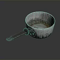 Old Rusty Metal Small Household Pot With Long Handle For Kitchen Daily Use