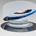 Modern Sand Table Display With Starry Galaxy Sky And Urban Cityscape View