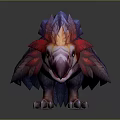 3D Rendered Fantasy Creature With Colorful Feathers Sharp Claws And Large Beak