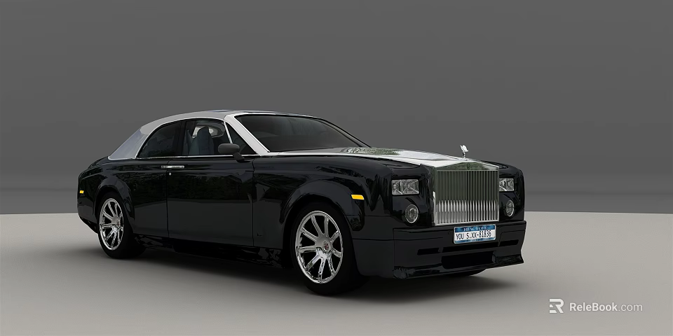 Black Luxury Convertible Car With Silver Trim Chrome Grille And Alloy Wheels 3d model 