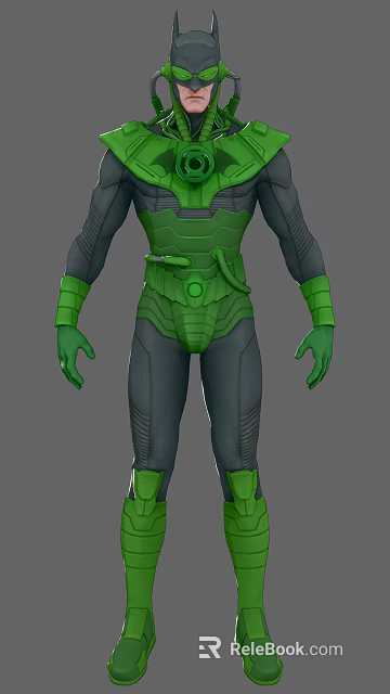 Game and Movie Character Design with Green and Gray Tight Fitting Armor Suit 3d model 