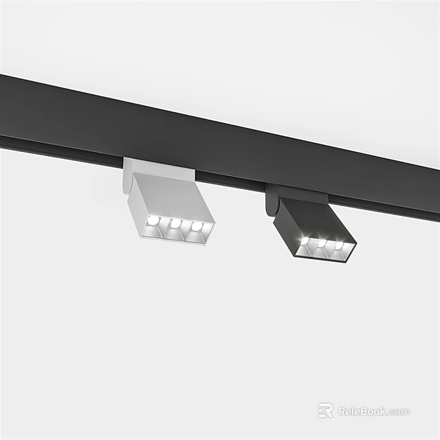 Track Mounted Downlights And Spotlights With Black And White Housing LED Ceiling Lighting 3d model 
