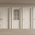 Modern Interior Sliding Doors With Arched Design White Finish And Glass Panes