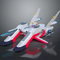 Futuristic Interstellar Spacecraft With White Red Blue Hues Sleek Sci Fi Structure And Thrusters 3d model