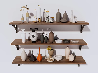 pottery jars, ceramic utensils, decorative ornaments, furnishings, ornaments, bottles, jars and jars 3d model