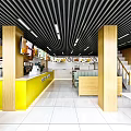 Modern Milk Tea Shop Interior With Seating Counter And Menu Boards