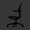 Modern Office Chair With Mesh Back Blue Seat Armrests And Wheeled Base