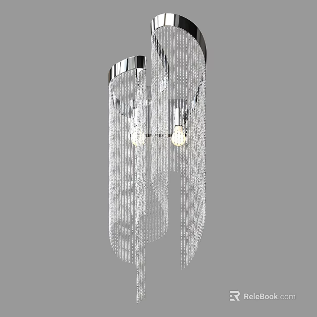 Modern Wall Light With Chrome Frame Hanging Crystal Pendants And Exposed Light Bulbs 3d model