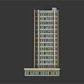 Cartoon High rise Building With Multiple Windows And Base Structure Design 3d model