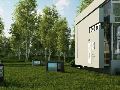 Garden Landscape Design With Green Grass Trees Modern Structure And Outdoor Installations 3d model
