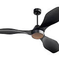 Modern Black Ceiling Fan With Four Blades And LED Light For Home Cooling