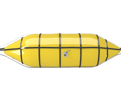 Yellow Inflatable Raft With Black Straps And Center Valve Structure 3d model