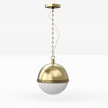 Gold Spherical Pendant Light With White Shade And Chain Hanging Design