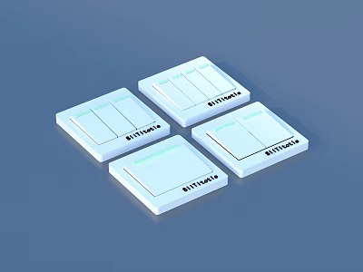 Four White Biting Sticky Labels With Green Lines For Home Organization 3d model