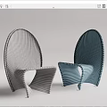 Modern Woven Gray And Blue Lounge Chairs With Unique Curved Design 3d model